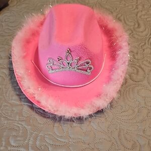 Pink Cowboy Hat with RhinestoneTwinkling Tiara ( Novelty)